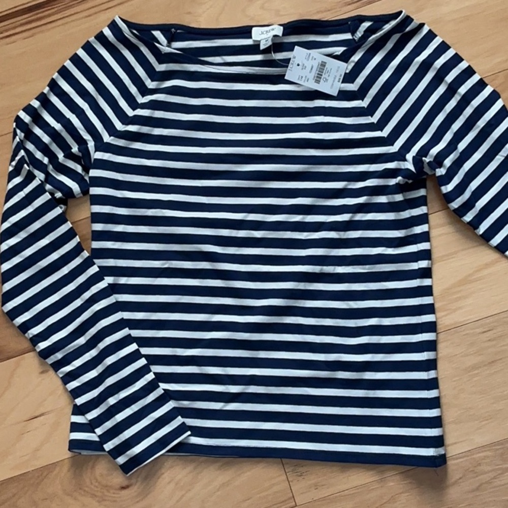 NWT JCrew navy stripe boatneck shirt